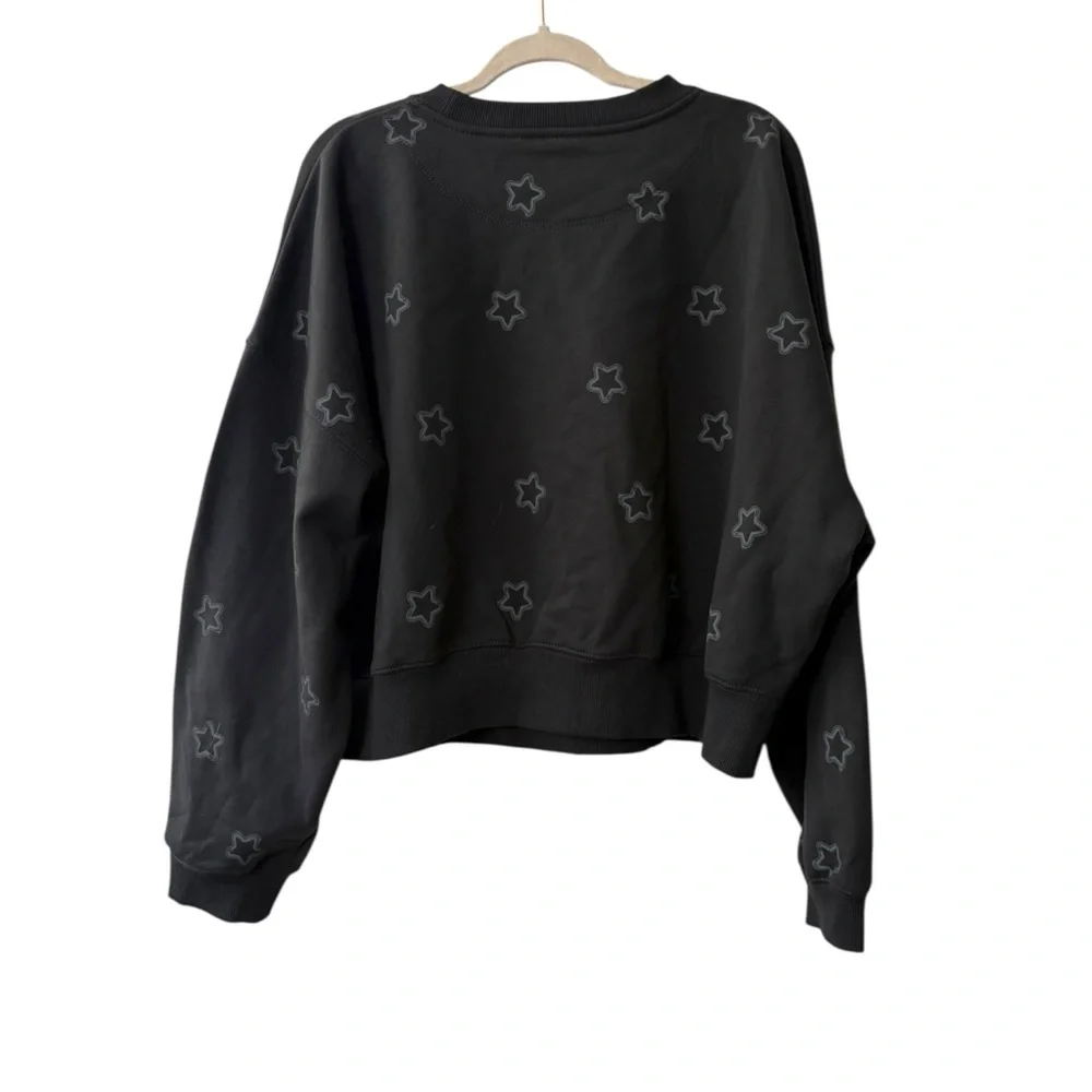 Coach‎ Women’s Star Cropped Crewneck Sweatshirt Embroidered Silver Size Large